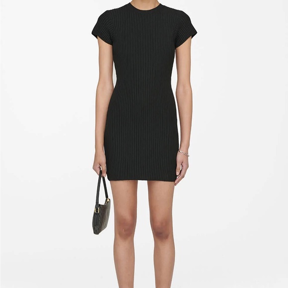 Anine Bing Black Ribbed Mini Dress small - Picture 1 of 2